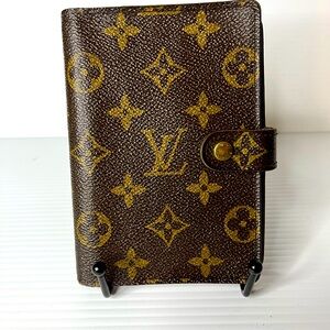 Louis Vuitton Brown Leather Planner with Gold Rings